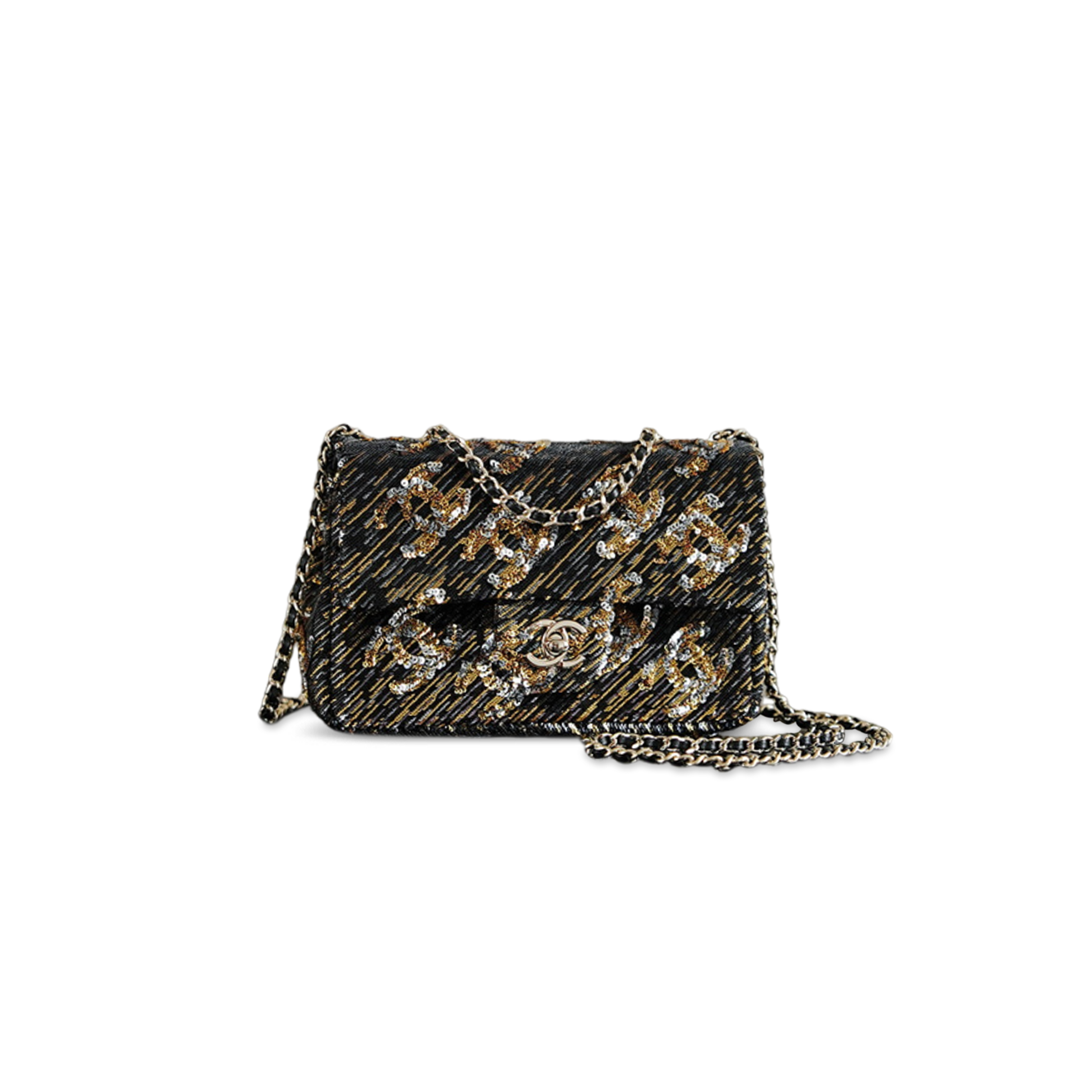 CHANEL CC MINI SEQUIN CLASSIC FLAP (20*14*8cm)